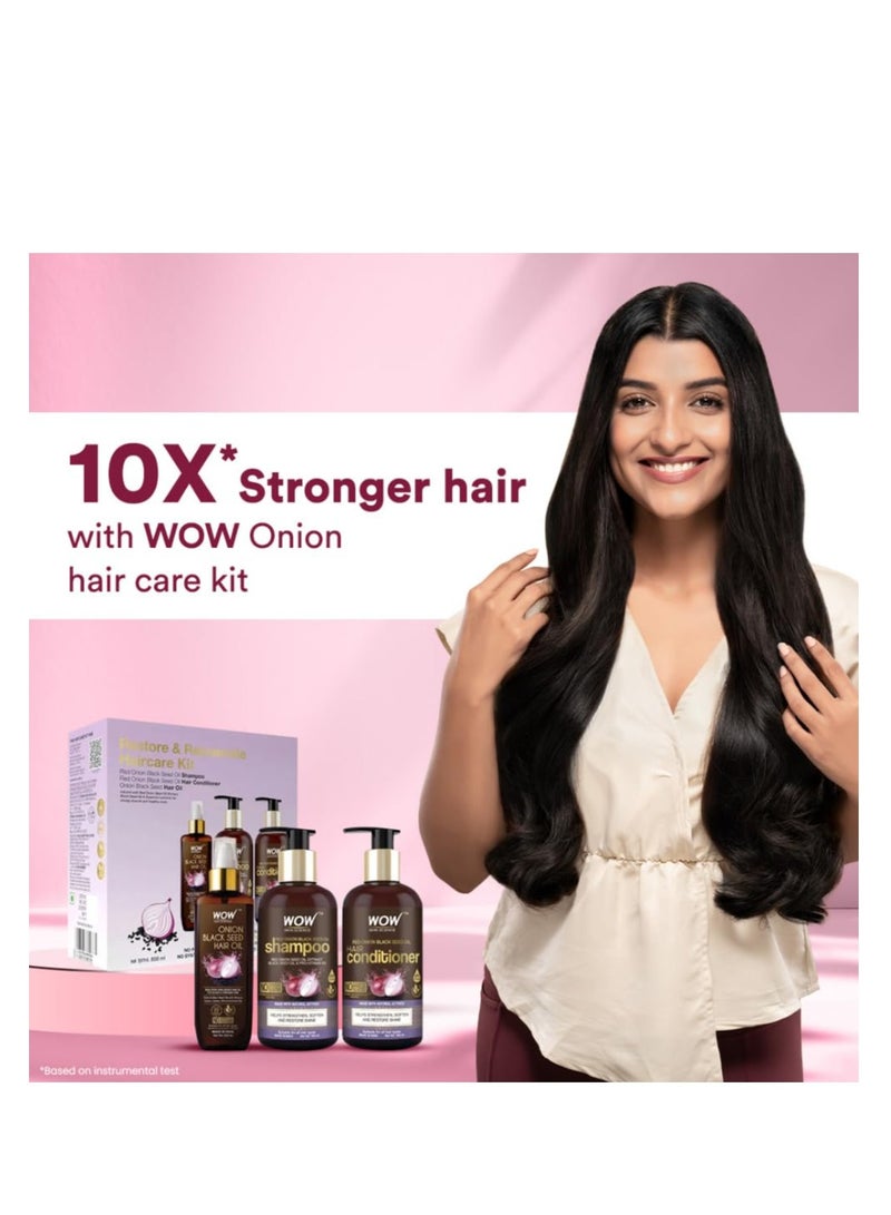 Ultimate Onion Oil Hair Care Kit for Hair Fall Control - Shampoo 300ml + Conditioner 300ml + Onion Hair Oil 200ml