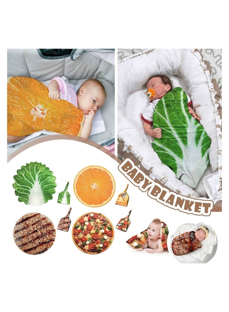 Baby Wrap Blanket, Cabbage Leaf Swaddle Super Soft Comfort Newborn Plush Flannel Blanket with Hat, Essential Children Clothing for Home Office Travel