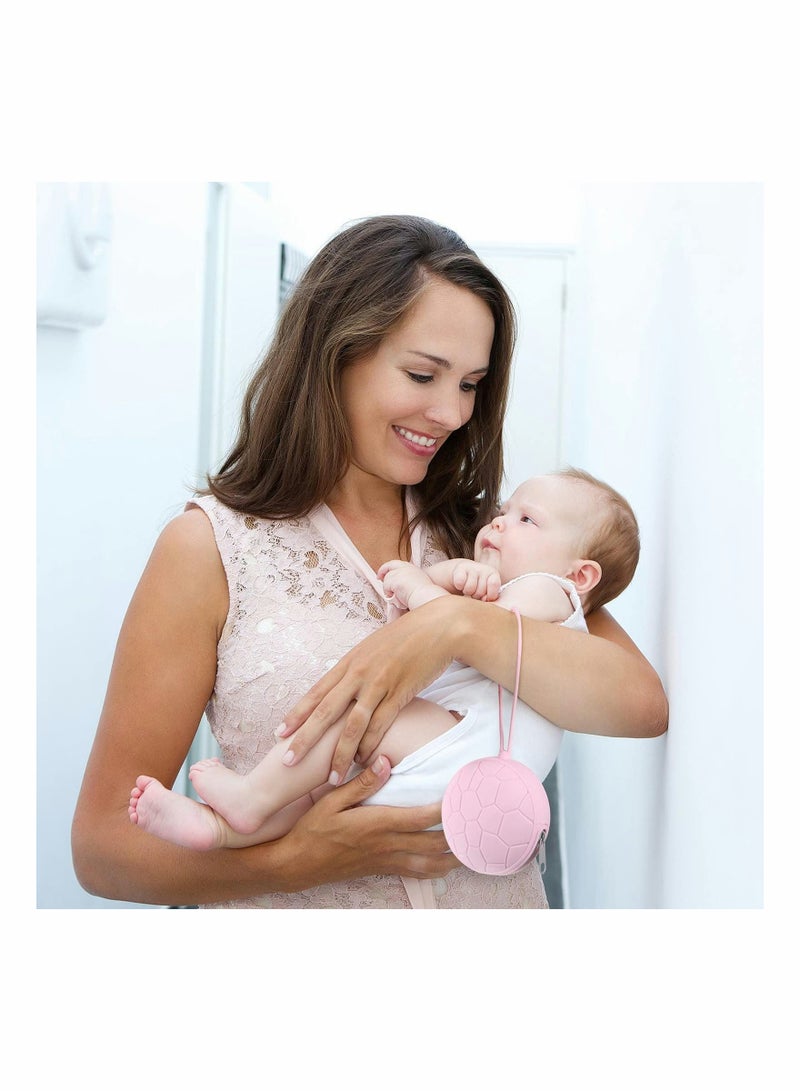 4 Pieces Pacifier Holder Case Set Includes Silicone Cover and Transparent Storage Box Container Pouch Bag, Easy to Clean, Light Pink, Green