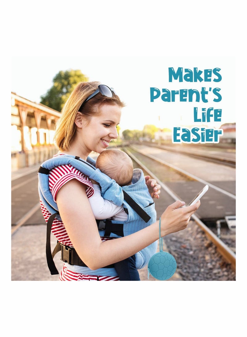 4 Pieces Pacifier Holder Case Set Includes Silicone Cover and Transparent Storage Box Container Pouch Bag, Easy to Clean (Ginger Yellow, Vivid Blue)