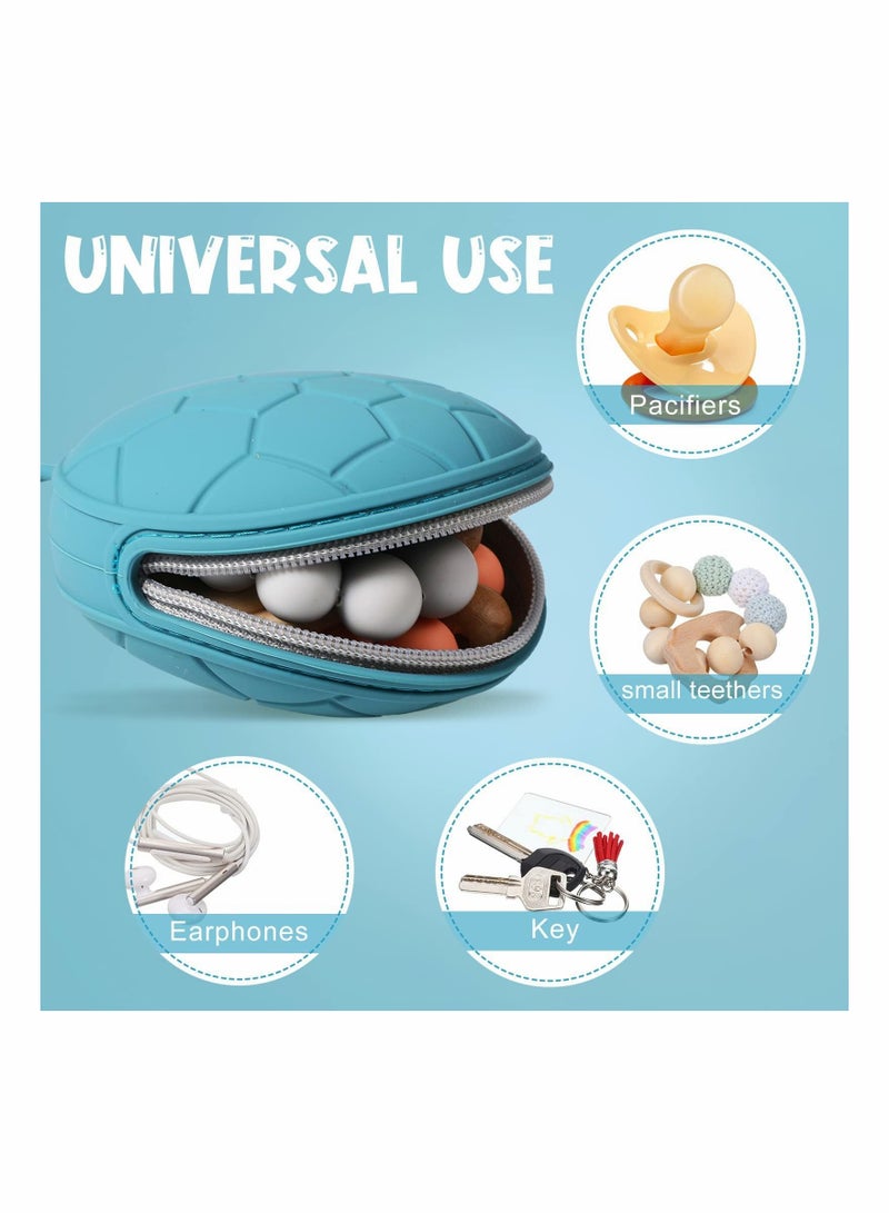 4 Pieces Pacifier Holder Case Set Includes Silicone Cover and Transparent Storage Box Container Pouch Bag, Easy to Clean (Ginger Yellow, Vivid Blue)