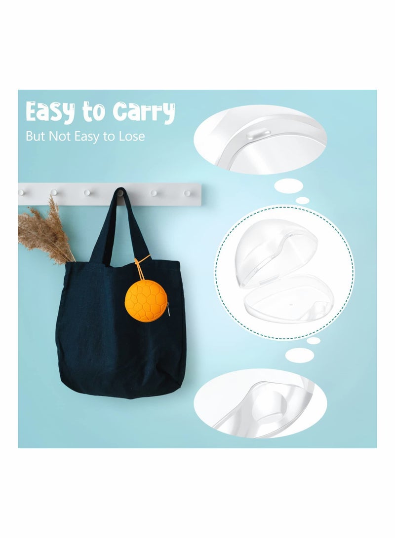 4 Pieces Pacifier Holder Case Set Includes Silicone Cover and Transparent Storage Box Container Pouch Bag, Easy to Clean (Ginger Yellow, Vivid Blue)