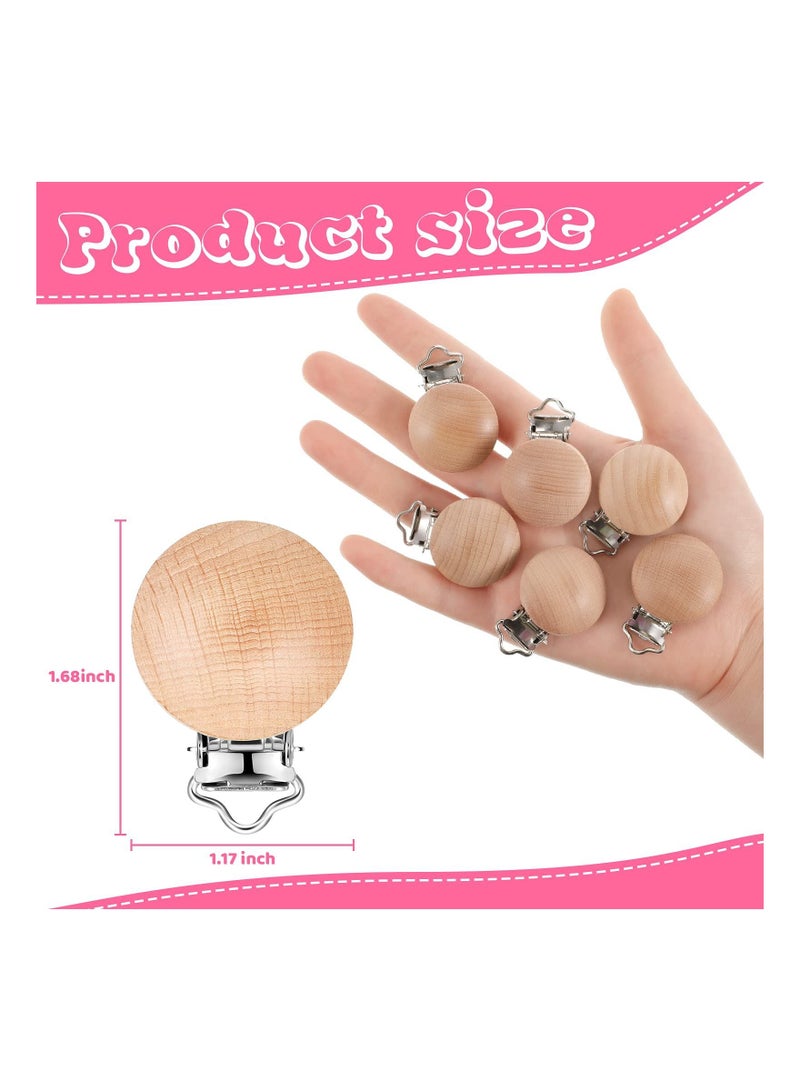 30 Pieces Natural Beech Wood Pacifier Clips Teething Grasping Toy Suspender Clip Holder Charm DIY