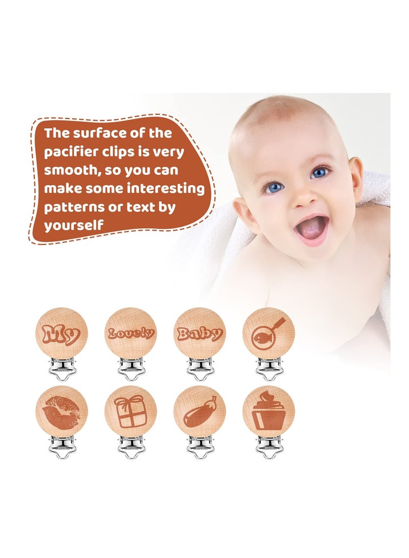 30 Pieces Natural Beech Wood Pacifier Clips Teething Grasping Toy Suspender Clip Holder Charm DIY