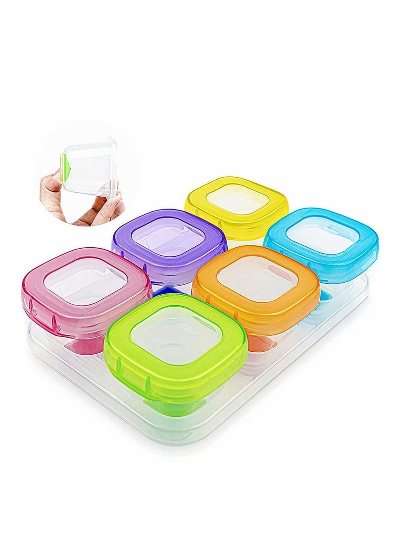 Baby Food Blocks Containers, Leakproof Containers with Lid and Soft Base, BPA Free Resuable Jars for Freezer, Microwave Dishwasher Safe 6Pcs 2oz