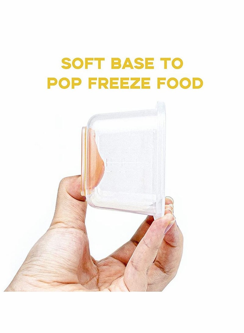 Baby Food Blocks Containers, Leakproof Containers with Lid and Soft Base, BPA Free Resuable Jars for Freezer, Microwave Dishwasher Safe 6Pcs 2oz