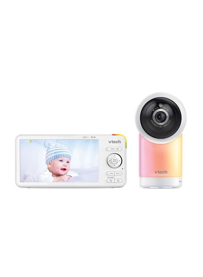 1080P Smart Wifi Remote Access 360 Degree Pan & Tilt Video Baby Monitor With 5” Highdefinition 720P Display Night Light White