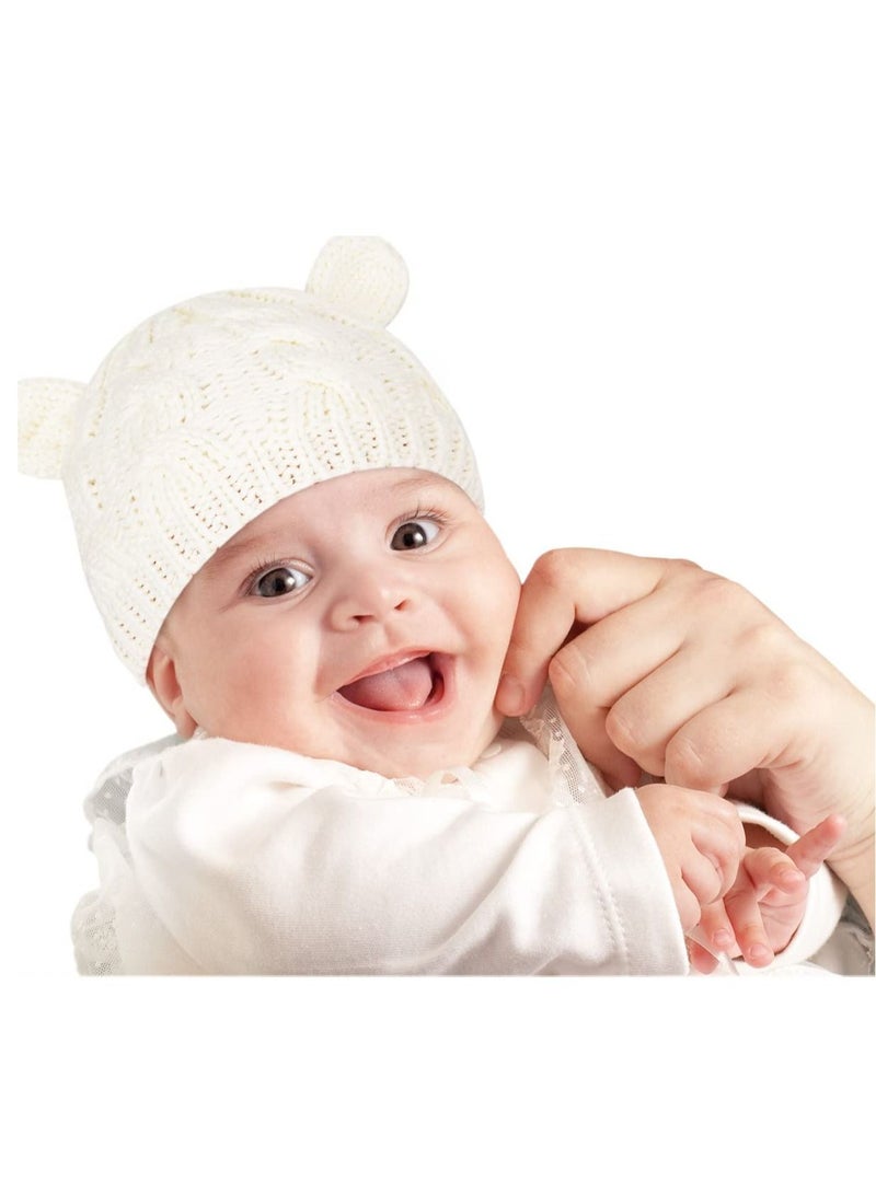 Newborn Winter Beanie Hat Gloves Set for Baby Girls Boys, Infant Toddler Warm Knitted Gloves, Unisex-Baby Beanies