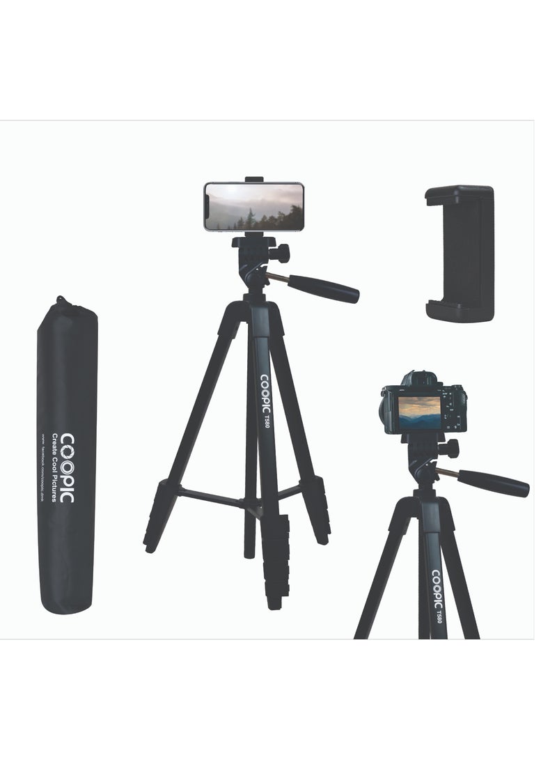 COOPIC Create cool picture T580 172cm Professional Tripod with 360° Panoramic Head with Mobile Holder - Enhance Your Photography and Videography with Superior Stability and Versatility