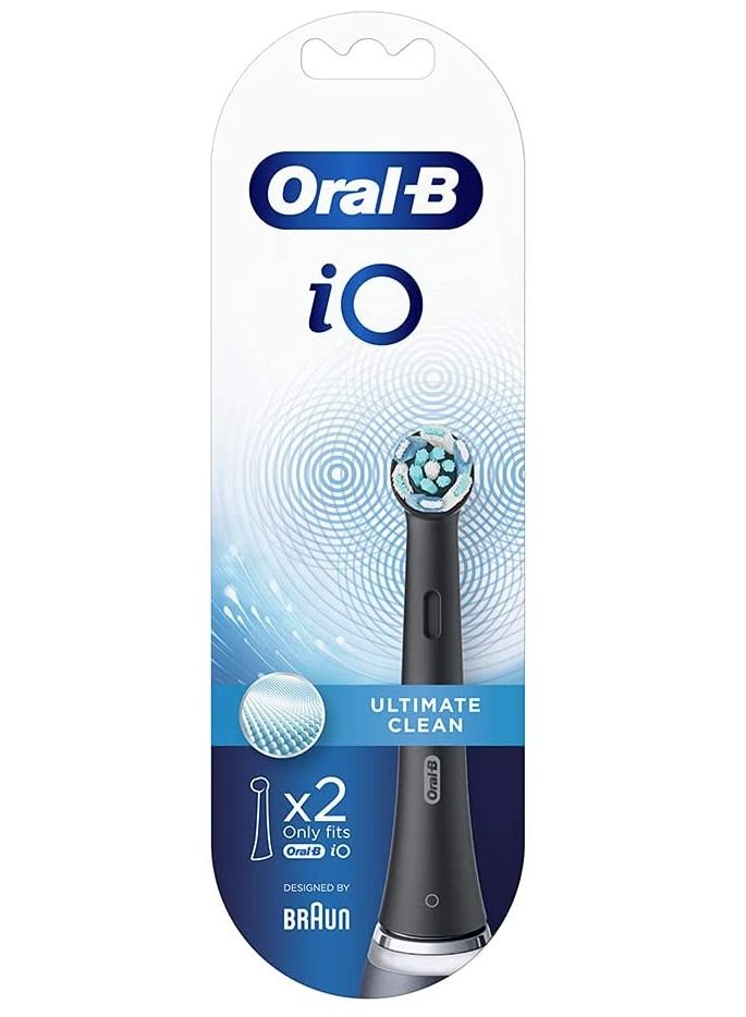 Oral-B iO RB CB-2 Ultimate Clean Black Toothbrush Heads -  Pack of 2 Counts