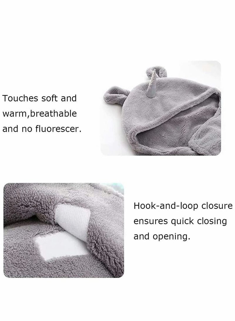 Baby Cute Hooded Swaddle Receiving Blanket, Fleece Cotton Stroller Crib Sleeping Bag Sack for Universal Newborn Infant Boy Girl Photography Prop For 0-12 Months (Blue)