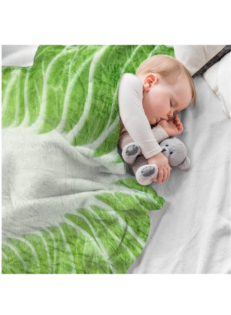 Baby Wrap Blanket Cabbage Leaf Swaddle Super Soft Comfort Newborn Plush Flannel with Hat Essential Children Clothing for Home Office Travel
