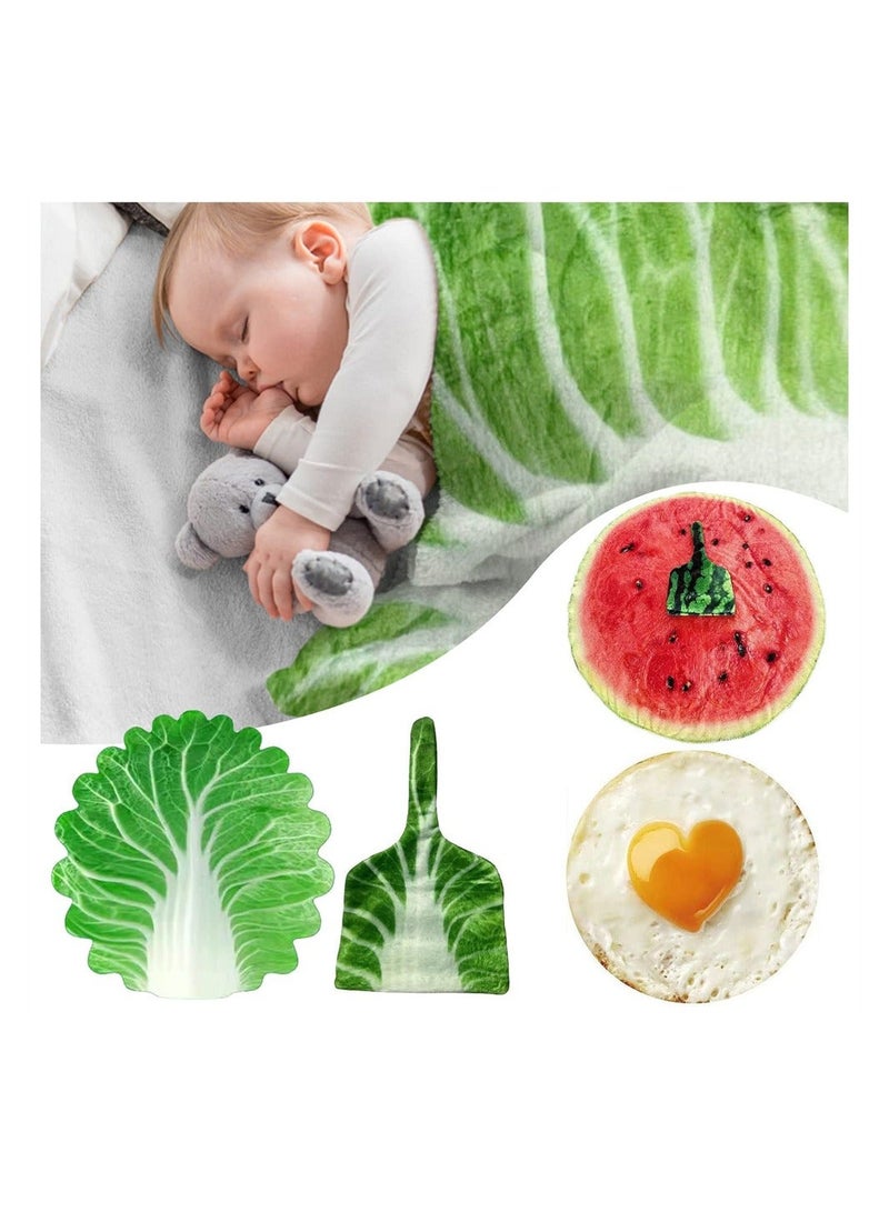Baby Wrap Blanket Cabbage Leaf Swaddle Super Soft Comfort Newborn Plush Flannel with Hat Essential Children Clothing for Home Office Travel