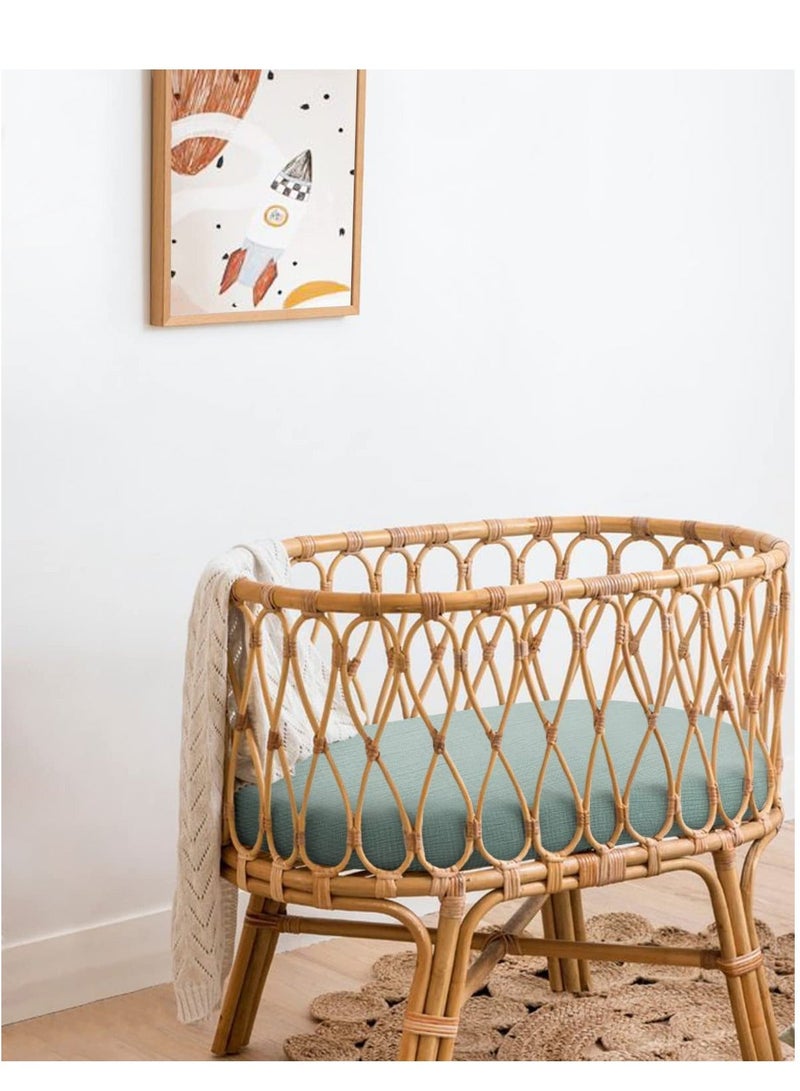 2 Pcs Bassinet Sheet for Baby, Cotton Fitted Unisex Mattress Sheets Baby Boy Girl Cradle Moses Basket Oval Rectangle Pad (Green, Pink)