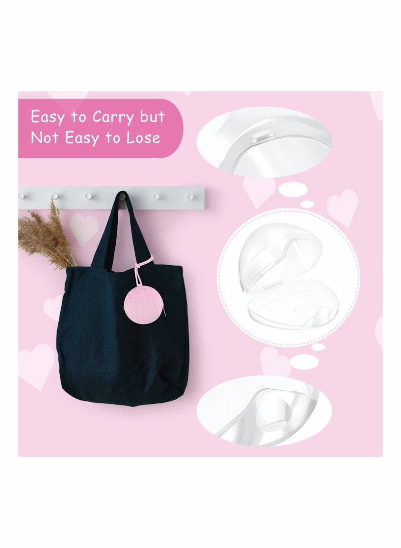 4 Pieces Pacifier Holder Case Set Includes Silicone Cover and Transparent Storage Box Container Pouch Bag, Easy to Clean (Gray, Light Pink)