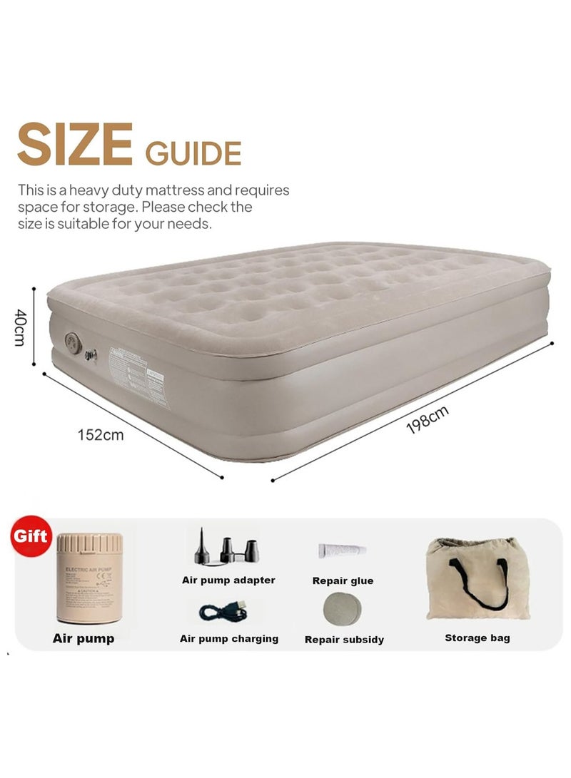 Air Bed Mettress with Built-in Electric Pump Inflatable Air Mettress Sleeping Pad Portable Roll Up Bed Inflatable Outdoor Mat for Tent Camping Car Truck for 2 People (Floor Mat for 2 Persons)