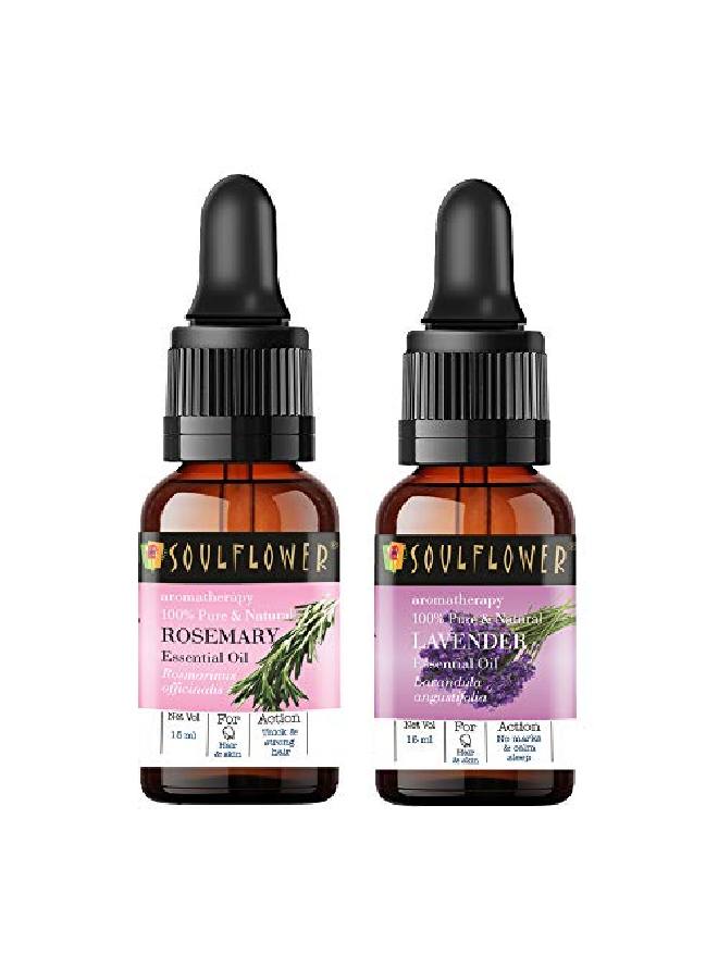 Essential Oil Rosemary Lavender For Steam Inhaler Acne Healthy Hair Skin 100% Pure Natural Undiluted Essential Oil Ecocert Cosmos Organic Certified Pack Of 2