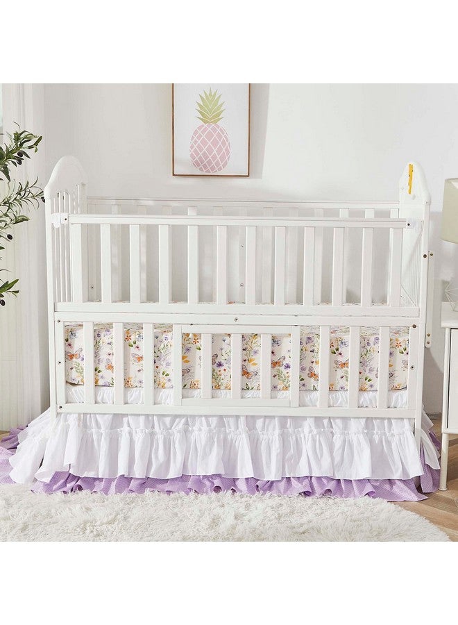 Luxury Softer Thicker Crib Sheets Set Cotton Wildflower Butterfly Printed Toddler Sheets For Baby Girls Breathable Comfy Durable 28