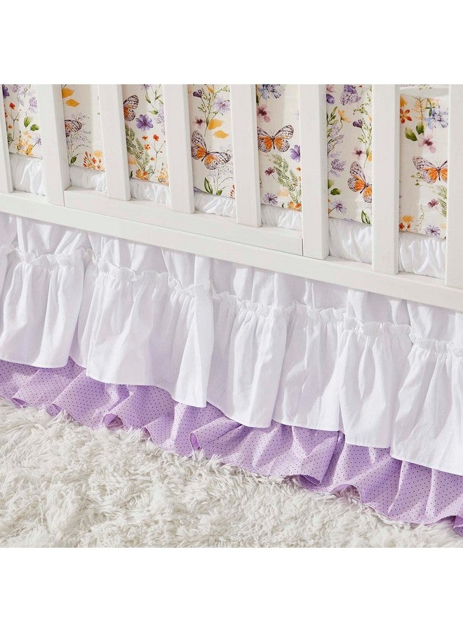 Luxury Softer Thicker Crib Sheets Set Cotton Wildflower Butterfly Printed Toddler Sheets For Baby Girls Breathable Comfy Durable 28