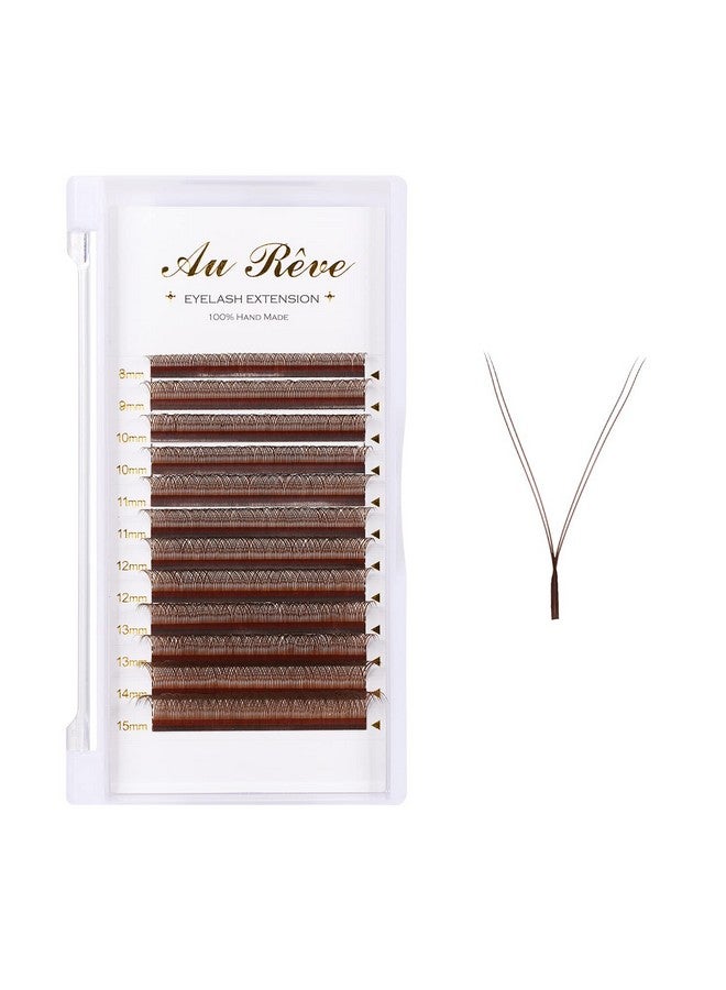 Y Lashes Extensions Colored Yy Lashes Premade Fans Brown Eyelash Extensions D Curl 0.07Mm 8 15Mm Mixed Tray Y Shape Easy Fan Volume Lashes Supplies (Yy 0.07 Cbrown)