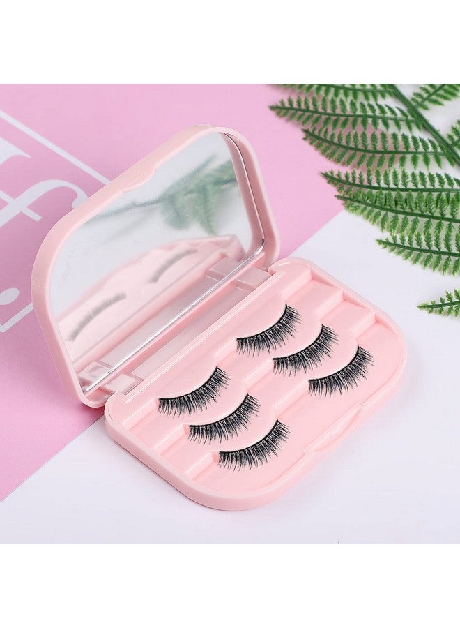 Empty Eyelashes Storage Box, Teoyall 3 Layer False Eyelash Travel Case Fake Eye Lash Organizer With Mirror Can Store 3 Pairs (Pink)