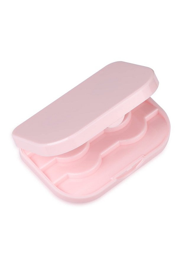 Empty Eyelashes Storage Box, Teoyall 3 Layer False Eyelash Travel Case Fake Eye Lash Organizer With Mirror Can Store 3 Pairs (Pink)