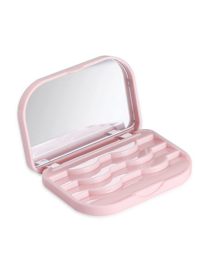Empty Eyelashes Storage Box, Teoyall 3 Layer False Eyelash Travel Case Fake Eye Lash Organizer With Mirror Can Store 3 Pairs (Pink)