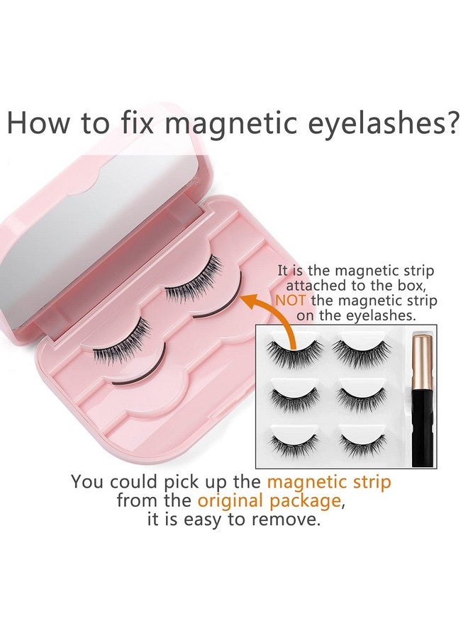 Empty Eyelashes Storage Box, Teoyall 3 Layer False Eyelash Travel Case Fake Eye Lash Organizer With Mirror Can Store 3 Pairs (Pink)