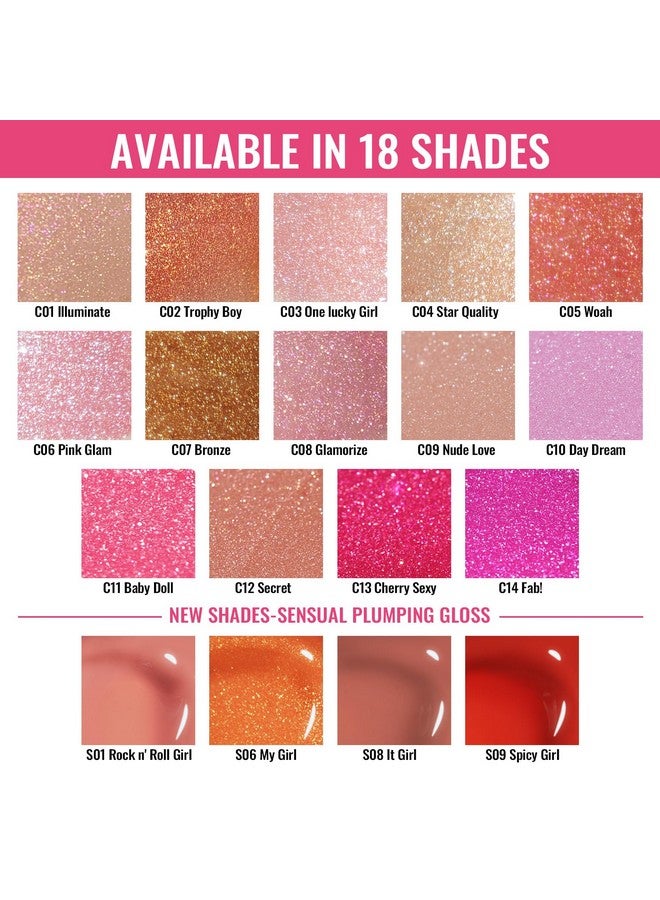 Clear Glitter Lip Plumper Gloss With Mirror Finish Moisturizing & Reduce Fine Lines Lip Oil Refuse Chapped Lips Non Sticky Lip Gloss For Girls Women 4.5Ml/0.15Fl.Ozglamorize(C08)