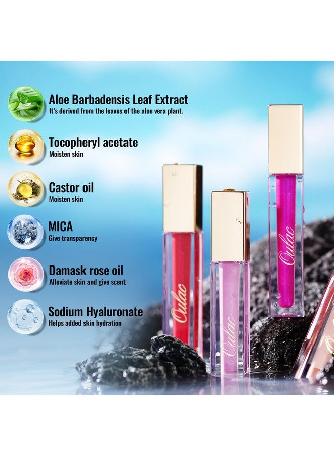 Clear Glitter Lip Plumper Gloss With Mirror Finish Moisturizing & Reduce Fine Lines Lip Oil Refuse Chapped Lips Non Sticky Lip Gloss For Girls Women 4.5Ml/0.15Fl.Ozglamorize(C08)
