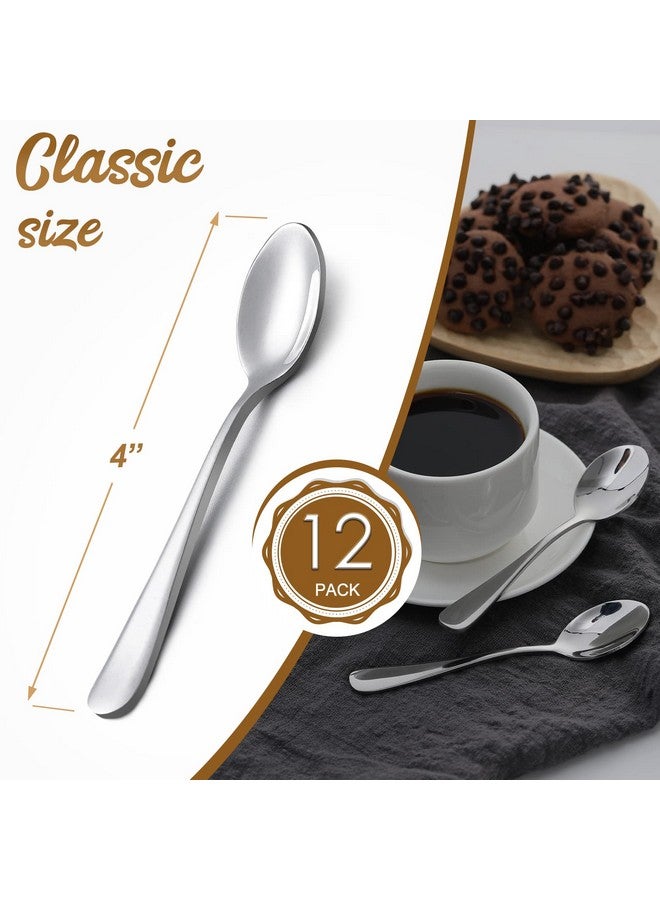 12Piece Demitasse Espresso Spoons 4 Inches Stainless Steel Mini Coffee Spoons