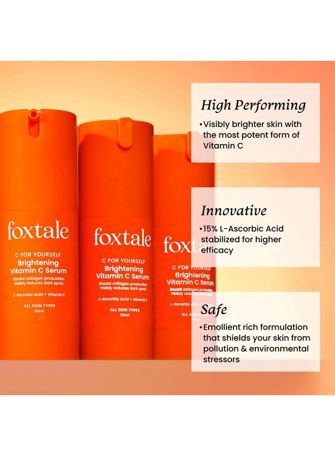 15% Vitamin C Face Serum For Glowing Skin With Pure Lascorbic Acid And Vitamin E Brightening Serum For Dark Spots Dull Skin Uneven Skin Tone Boosts Collagen Production All Skin Types 30 Ml