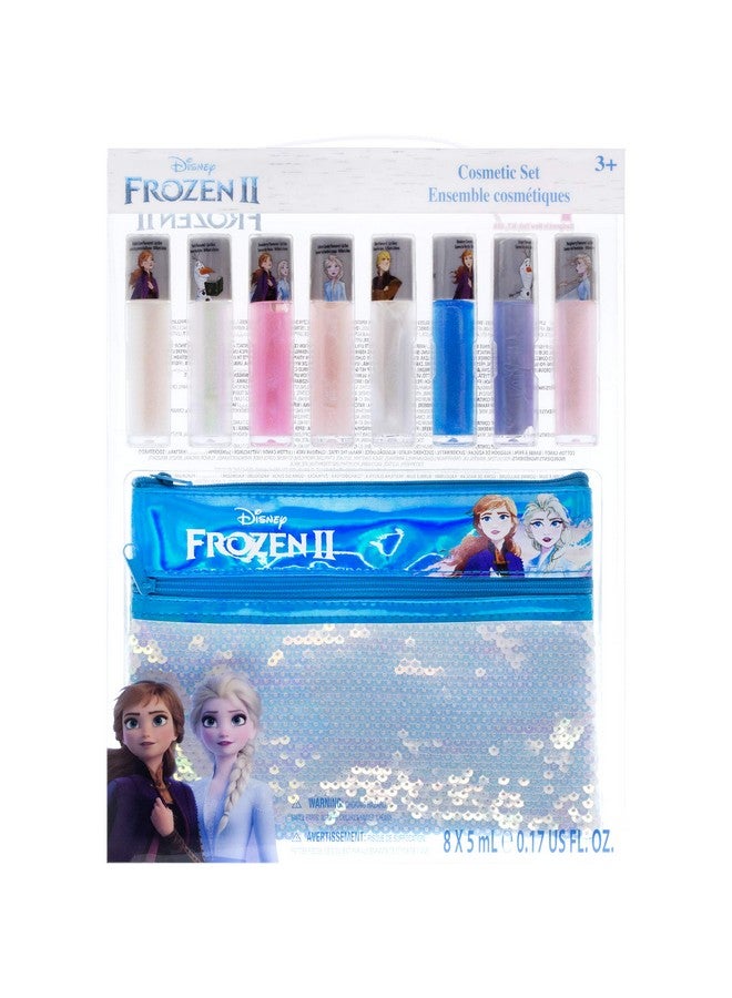 Disney Frozen 2 Anna And Elsa Lip Gloss Set With Sequin Bag Ages 3+ (9 Pcs)