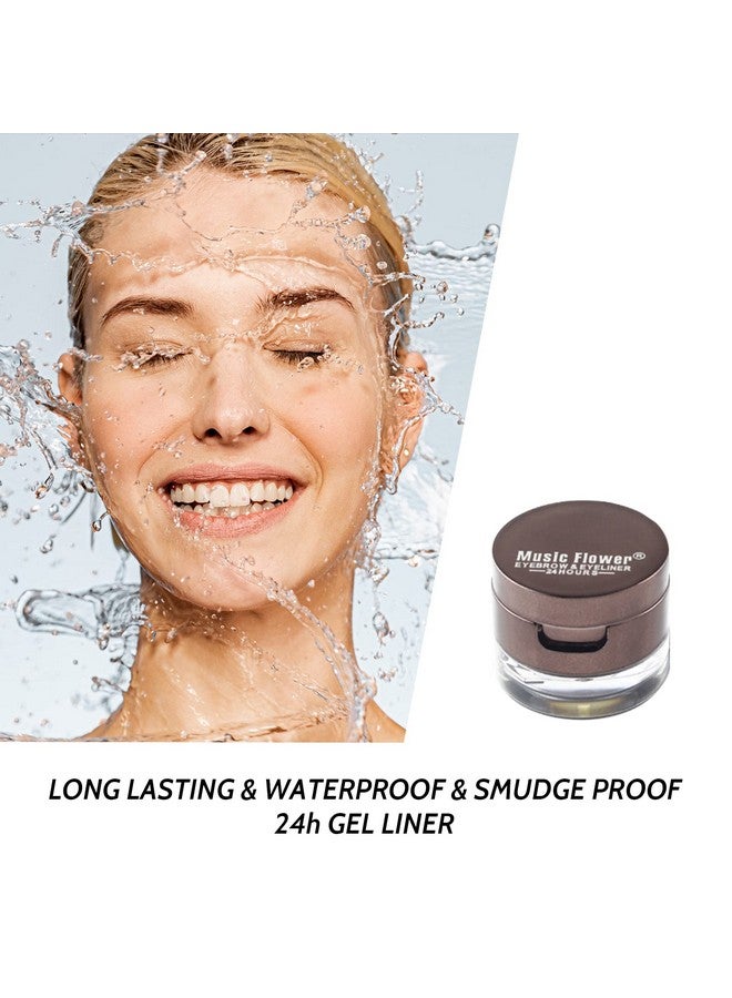 Gel Eyeliner Eyebrow Powder, Black And Brown Waterproof Smudgeproof Long Lasting Makeup Eyeliner Gel With Brush Mirror, 0.49 Ounce, Pack Of 2