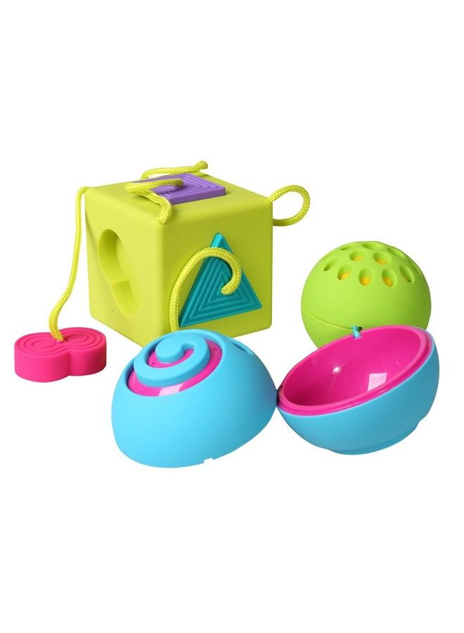 Oombee Bundle Nesting Ball And Oombee Cube Shape Sorter Combo 2 Pc Bpa Free Baby Toy Set Includes Zippered Storage Bag