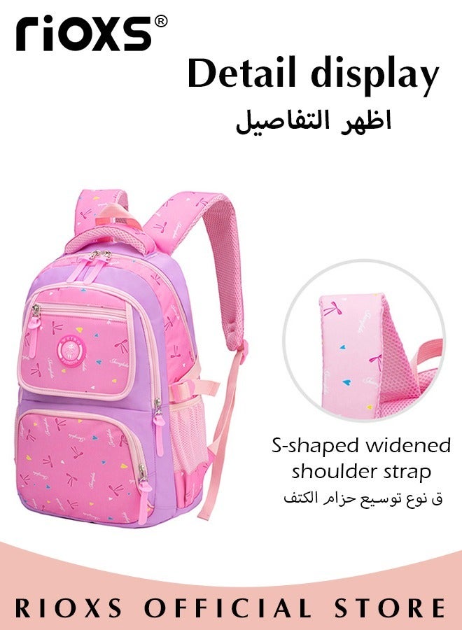 Girl Bowknot Printed Primary Junior High University School Bag Bookbag 3pcs Backpack Sets