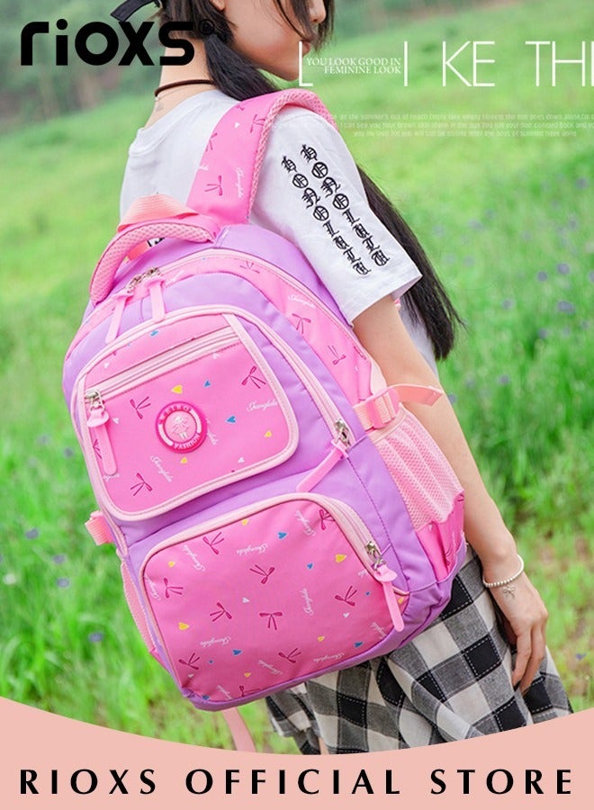 Girl Bowknot Printed Primary Junior High University School Bag Bookbag 3pcs Backpack Sets