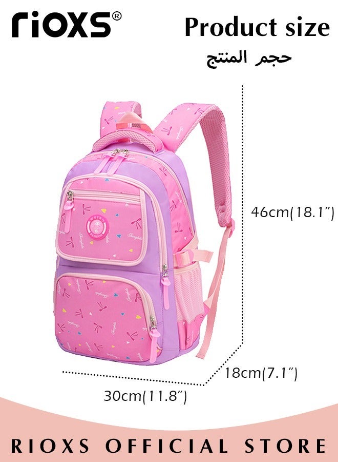 Girl Bowknot Printed Primary Junior High University School Bag Bookbag 3pcs Backpack Sets