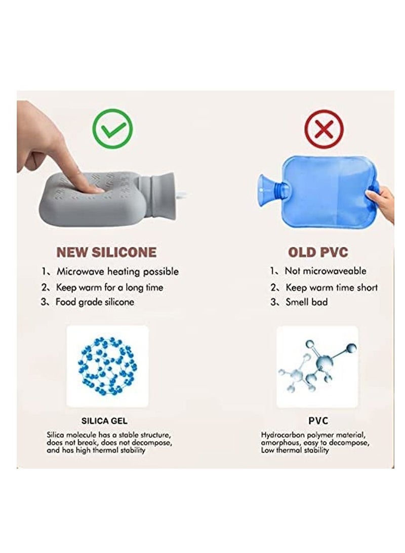 Hot Water Pouch with Knit Cover Water Filled Heating Bottle Bag Small Lovely and Reusable Warm Microwave Oven Heating Available