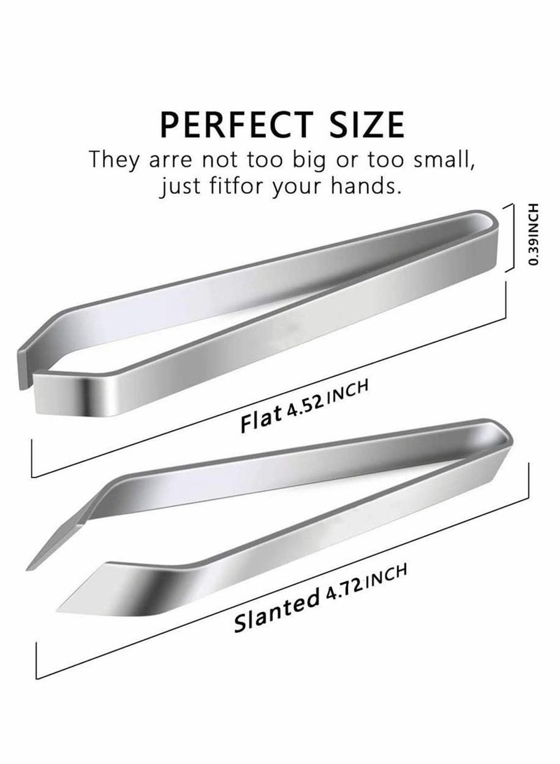 2 Pieces Fish Bone Tweezers Set Includes Stainless Steel Tongs Tweezers Fish Scale Scraper Removers Flat and Slant Tweezers Pliers for Chef Cooking Utensils, Sea Food, Beauty Tools