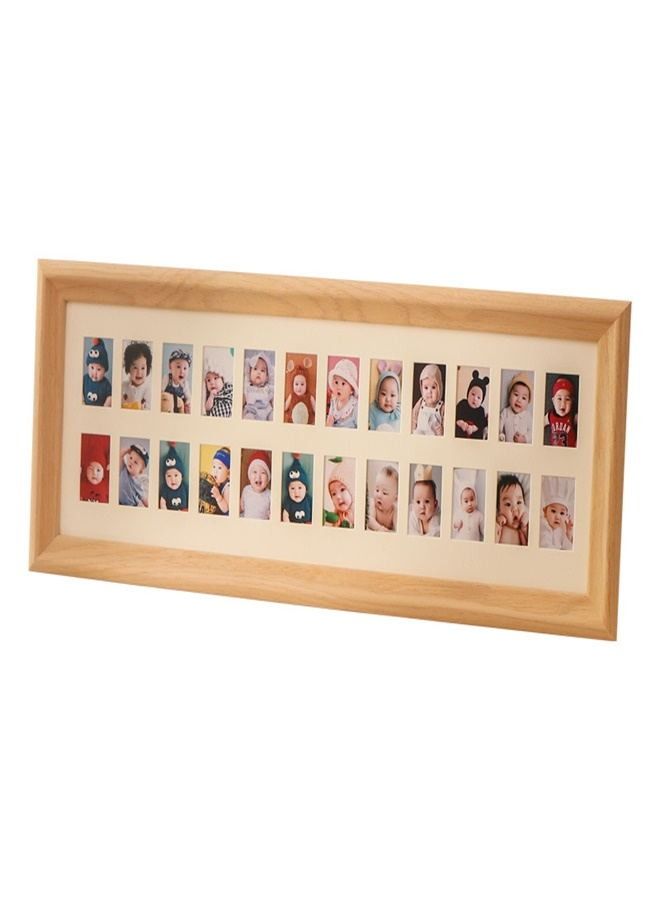 Real Wood Photo Frame Rectangular 24 Grid Children ID Photo Growing Up Photo Wall