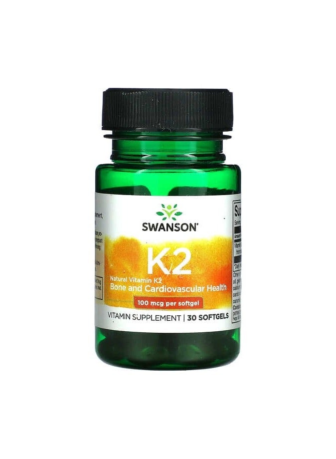 Natural Vitamin K2, 100 mcg, 30 Softgels