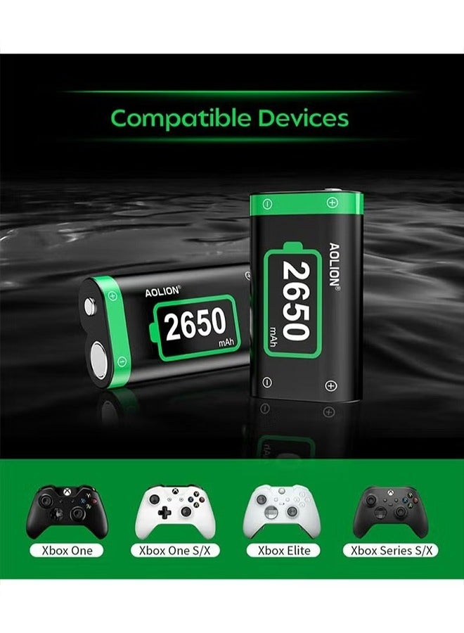 Xbox Controller Battery Pack Charger,Rechargeable Battery Pack for Xbox One/Xbox One S/Xbox One X/Xbox One Elite/Xbox Series S/Xbox Series X Controller with 2x2650mAh,LED Indicator