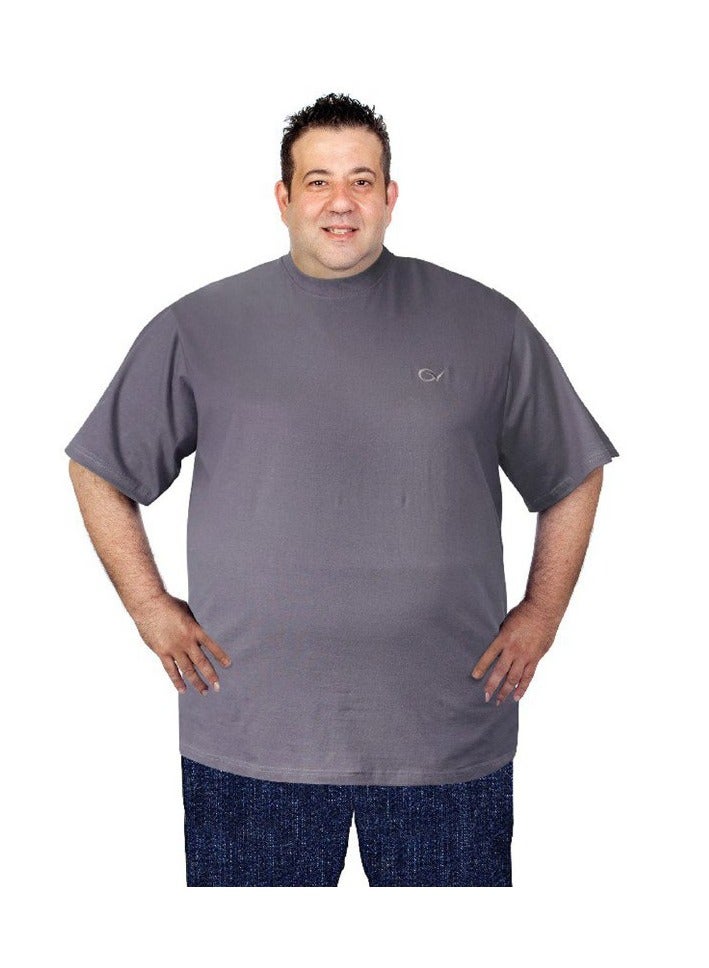 Plus Size Plain Dark Grey T-Shirt  for Men
