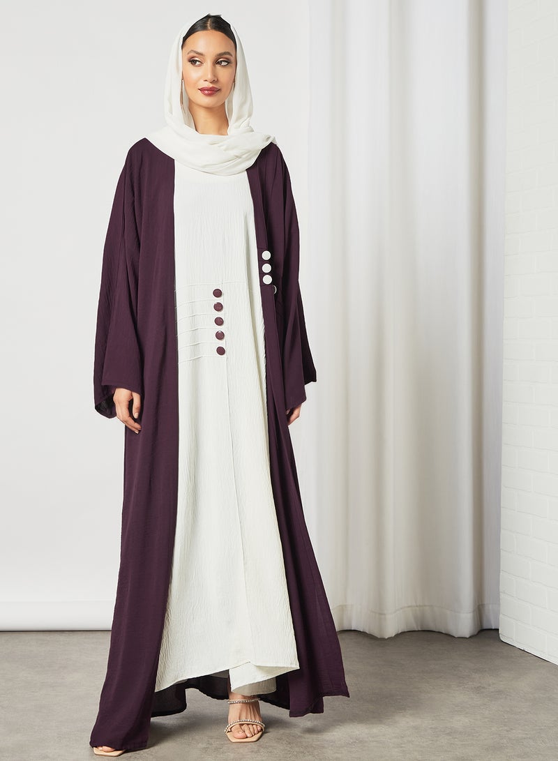 Casual Stylish Abaya Purple/White