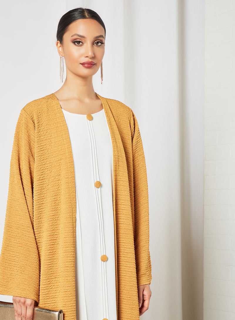 Casual Stylish Abaya Yellow/White