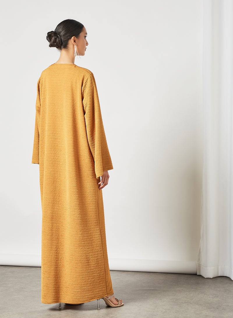 Casual Stylish Abaya Yellow/White