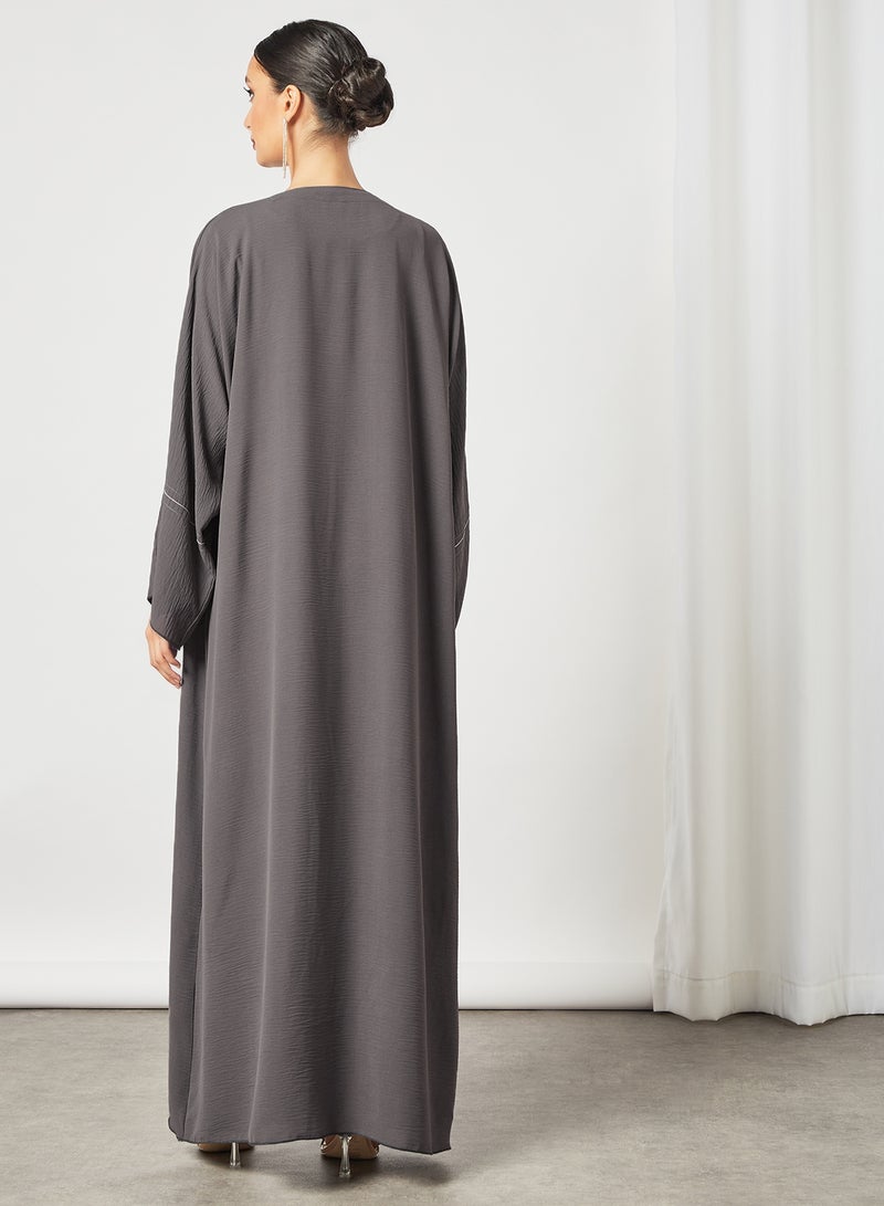 Casual Stylish Abaya Grey/White