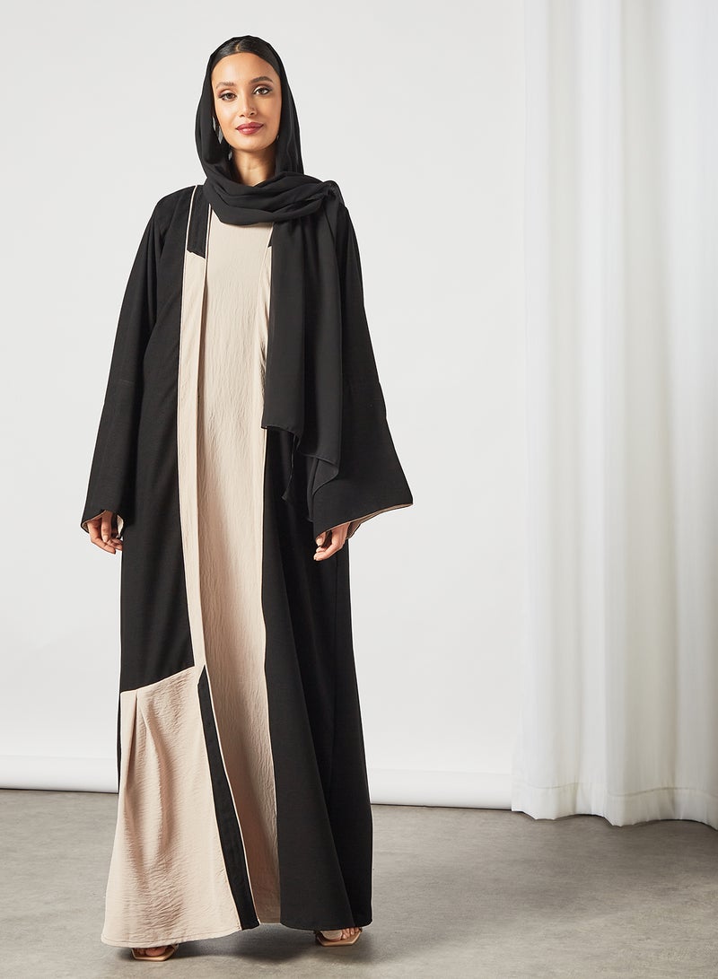 Casual Stylish Abaya Black/Beige
