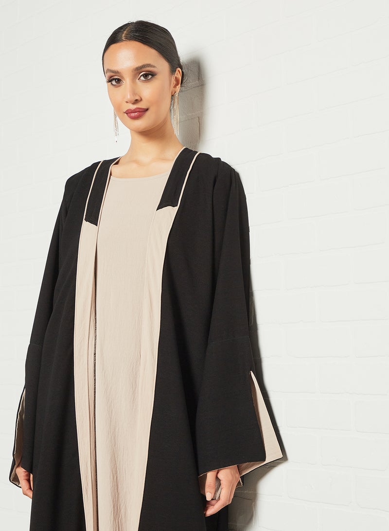 Casual Stylish Abaya Black/Beige